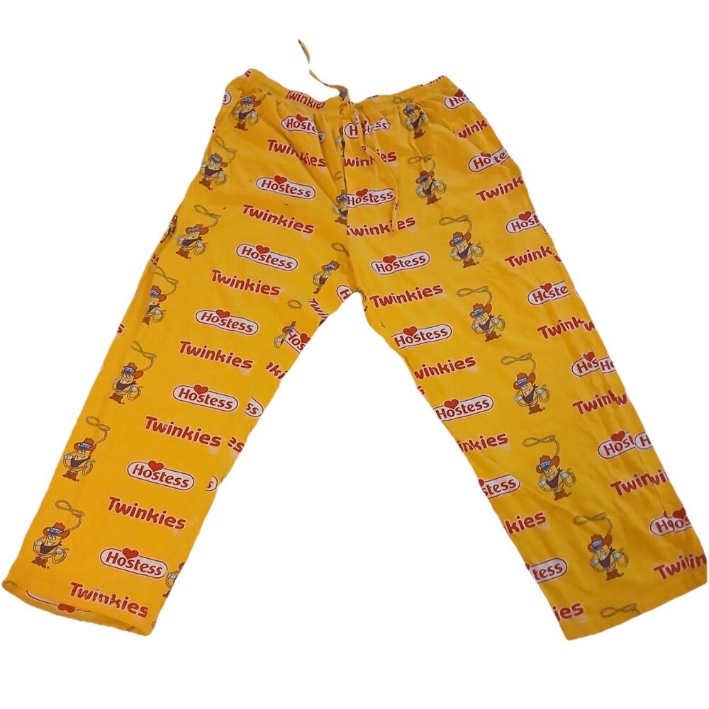 Vintage Hostess Twinkies Pajama Pants Yellow Drawstring Y2K 2003 Size L